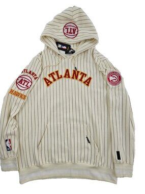 Pro Standard Atlanta Hawks Men's Hoodie 3XL White Gray Pinstripe NWT NBA NEW